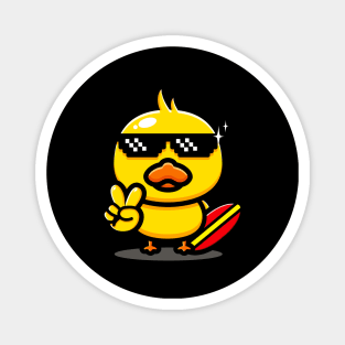 Cool Duck With Surfboard Summer Surfing Vacation Magnet